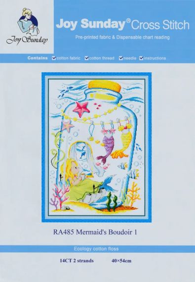 Набір для вишивання за нанесеною на канву схемою "Mermaid's Boudoir 1". AIDA 14CT printed 40*54 см | Зображення 1