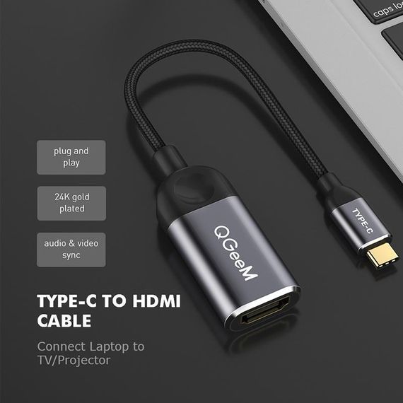 Адаптер USB C HDMI QGeeM  4K 30 Гц Type-c - HDMI для huawei mate 20 macBook pro ipad pro hdmi female | Зображення 5