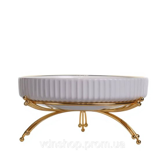 Фруктовниця порцелянова на металевій підставці Ø20 (см) кругла Золото LB-1570G | Зображення 1