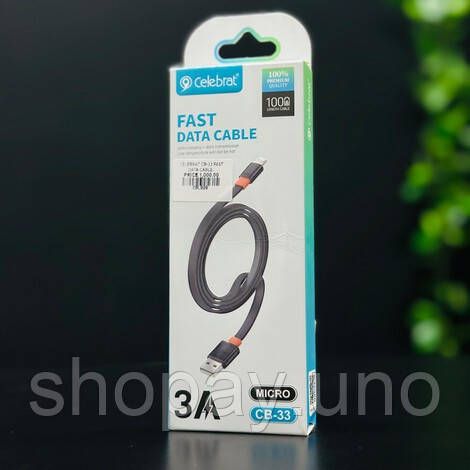 Кабель USB- Lightning CB 33 CELEBRAT / Кабель плоский USB-Lightning | Зображення 3