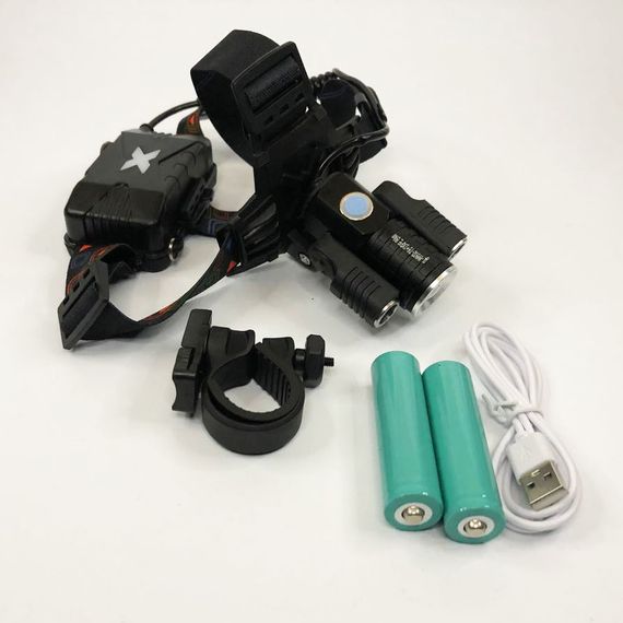Налобный фонарик с usb зарядкой W602-T6-2XPE Bike | Мощный налобный фонарь для рыбалки | Фонарь на голову TR-108 для рыбалки | Зображення 6
