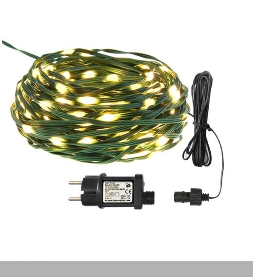 Гірлянда роса мішура на зеленому дроті 10 метрів 300 LED на пульті Тепло Білий XPRO (47721-710_259)