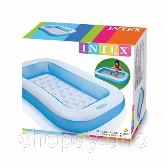 Надувной бассейн Intex 166 х 100 х 25 см 90 л Blue | Зображення 1