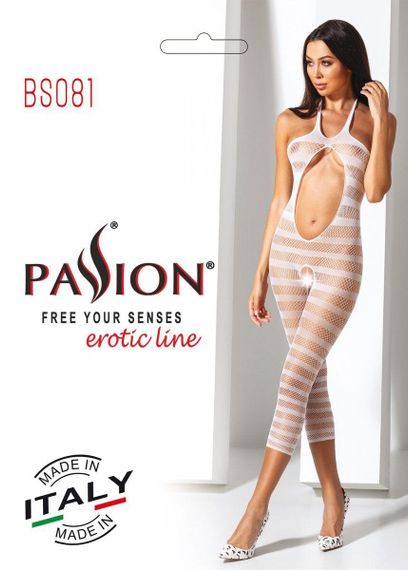 Сітчастий бодістокінг з відкритим животом Passion BS081 white sexstyle | Зображення 3