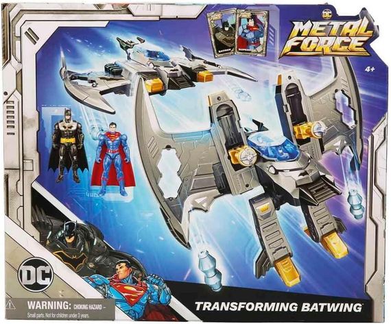 Бэтсамолет с фигурками Бэтмена и Супермена Оригинал DC Comics Metal Force Transforming Batwing 2-in-1 | Зображення 1