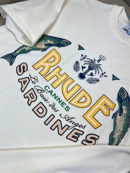 Футболка Rhude Logo Sardines чоловіча біла бавовна f724 | Зображення 5
