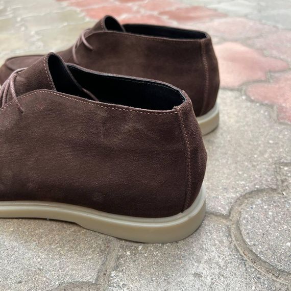 Коричневі замшеві лофери утепленні байкою 46 розмір | Зображення 5