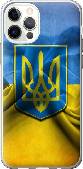 Чехол на iPhone 12 Pro Флаг и герб Украины 1 "375u-2052-17620"