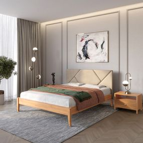 Двоспальне дерев&#039;яне ліжко Mebigrand Нью-Йорк ДК Вільха/Аляска 23 (Бежевий) 140х200 см (MBG-10234)