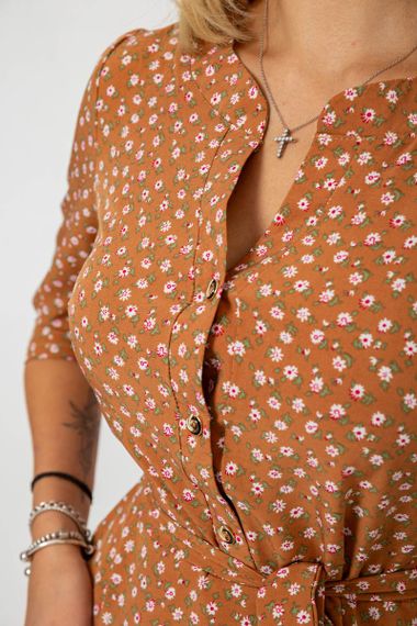 Платье софт с принтом, цвет коричневый, 230R1011-5 | Зображення 4