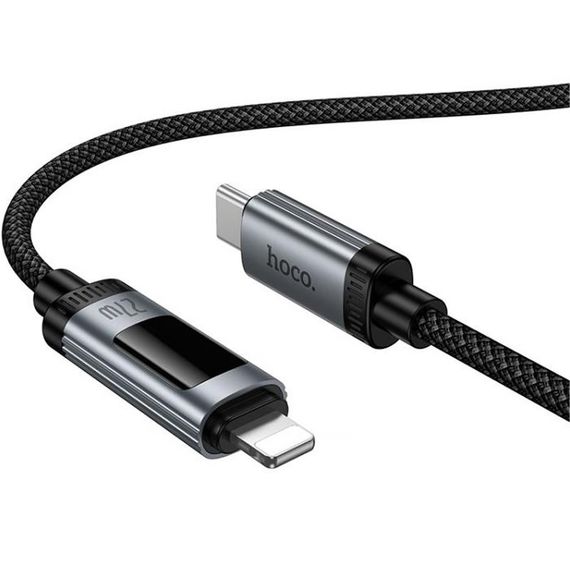 Дата кабель Hoco U148 Lord with display Type-C to Lightning 27W (1.2m) Black | Зображення 1