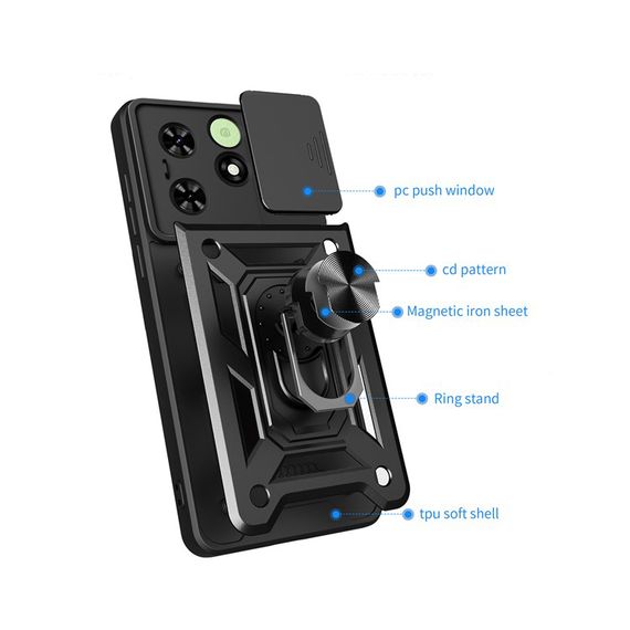 Чохол Defender з захистом камери для Tecno Spark Go 2024 колір Чоний | Зображення 1