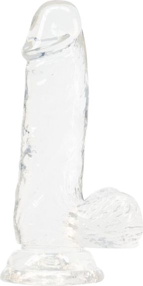 Прозрачный фаллоимитатор на присоске ADDICTION — Clear Dildo with Balls 6″, вибропуля в подарок sexstyle