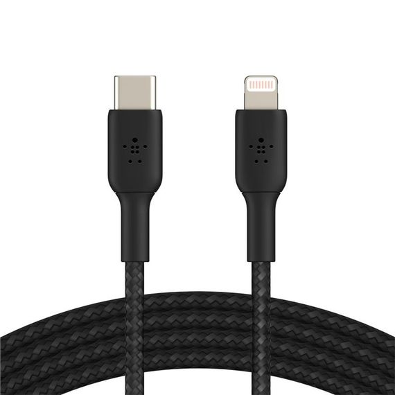 Кабель Belkin USB-С - Lightning, BRAIDED, 1m, black (CAA004BT1MBK)