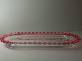 Піднос скляний OLens Рожеве серце 01-045 24,5х13х2,5 см