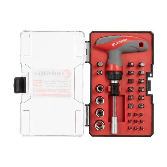 Викрутка Т-подібна з комплектом насадок 29 од. INTERTOOL VT-3330 | Зображення 1