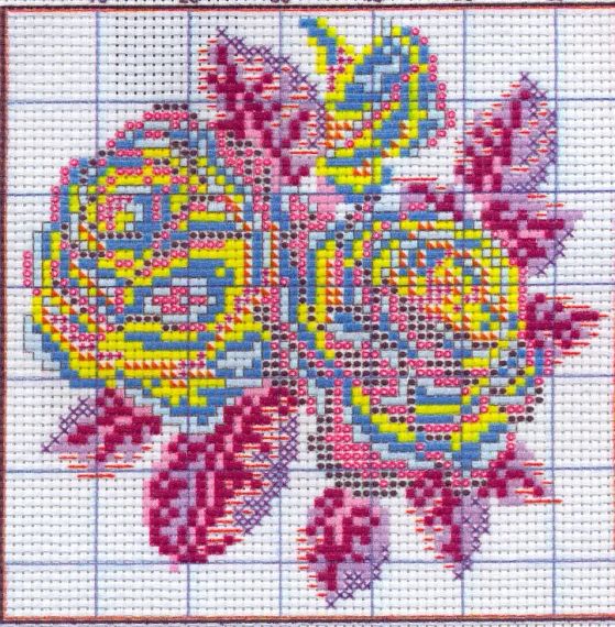 Набір для вишивання хрестиком з нанесеною на канву схемою "The flower of happiness (4)".AIDA 14CT printed,17*17 см | Зображення 2