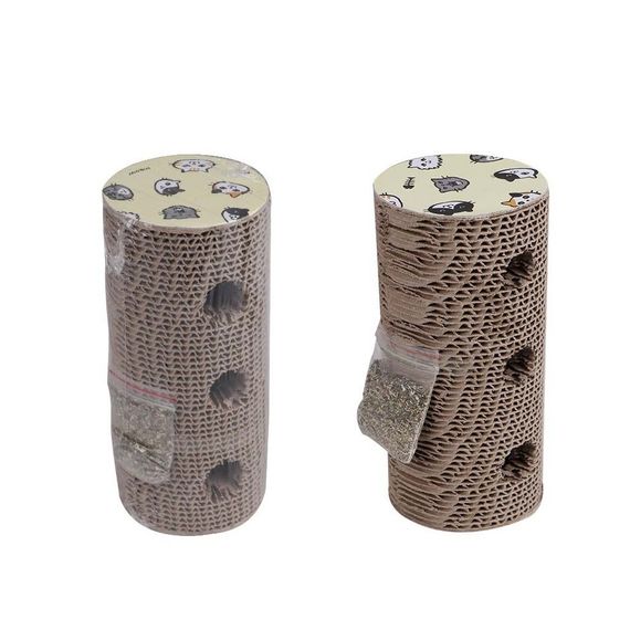 Дряпка Eastland для котів Колода з трьома отворами з котячою м ятою паперова Φ 9х20 см