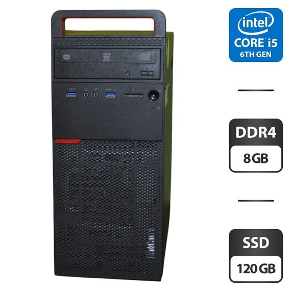 Комп'ютер Lenovo ThinkCentre M700 Tower / Intel Core i5-6400 (4 ядра по 3,7 - 3,3 ГГц) / 8 ГБ DDR4 / 120 ГБ SSD / Intel HD Graphics 530 / DVD-ROM / Windows 11 Pro б/в