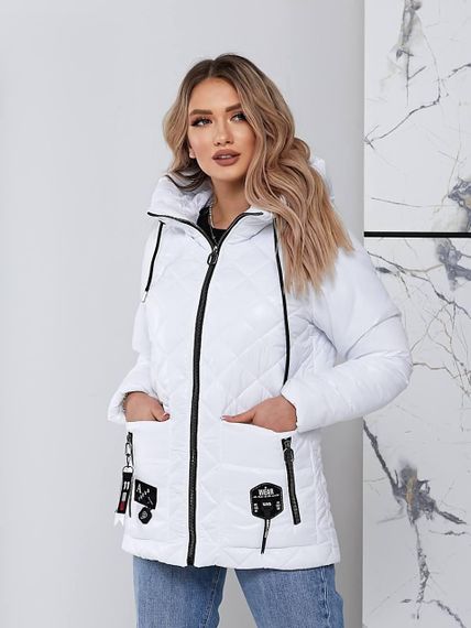 Жіноча стьобана куртка з блиском, арт.504, арт.504, білий | Зображення 6