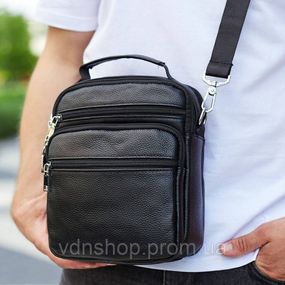 Мужская черная кожаная сумка-барсетка 22х24х8, мессенджер на каждый день Bexhill A25-228C черный