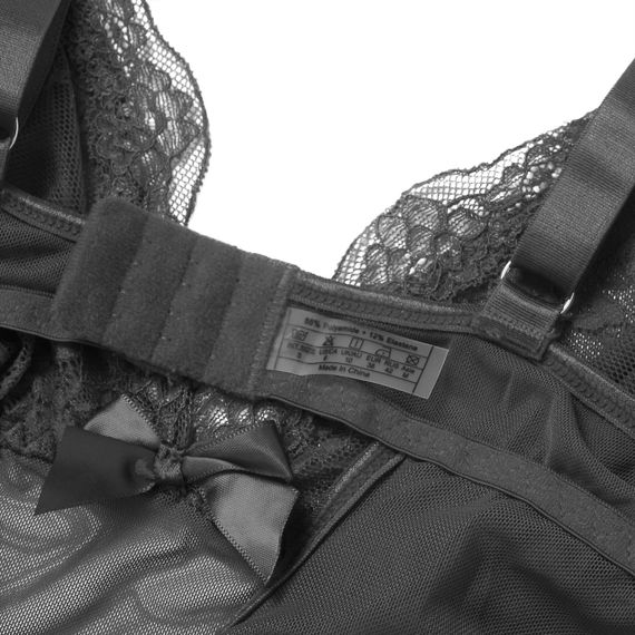 Сукня-пеньюар максі з розрізами Star Night з трусиками, з мереживом, чорна, L sexstyle | Зображення 9