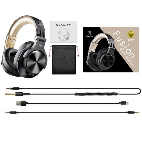 Гарнітура OneOdio Fusion A70, Bluetooth+3,5мм/6,35мм, Black Gold | Зображення 3