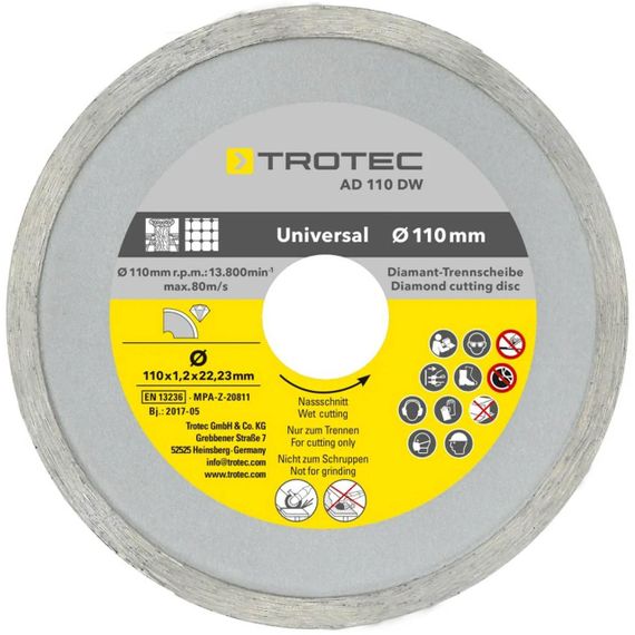 Набір відрізних алмазних дисків Trotec 110/115х22.23х1.2 (4 шт) (6225001121) | Зображення 4
