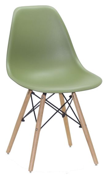 Стул обеденный пластиковый на буковых ножках Nik N Eames DSW, цвет сиденья Зеленый 31 | Зображення 2