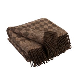 Плед из новозеландской шерсти коричневый с бахромой 140x200 см