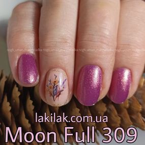 Гель-лак Moon Full №309 крокус з дрібним золотистим шимером 8мл