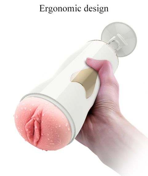 Мастурбатор із двома входами на присосці Boss Series: Vibrating Masturbation Cup White, BS6300055 Sex Aura | Зображення 3
