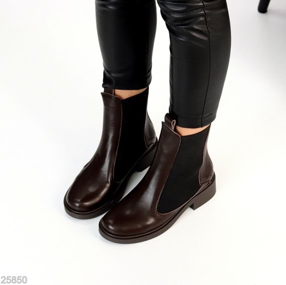 Повсякденні Шоколадні шкіряні черевики челсі низький хід зима 2026 | Зображення 3
