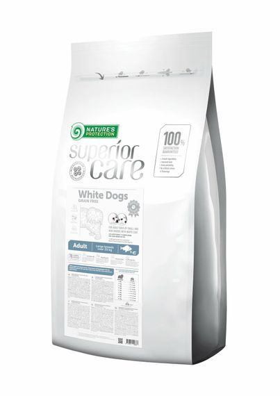 Корм Nature's Protection Superior Care White Dogs Grain Free White Fish Adult Large Breeds для собак крупных пород с белым цветом шерсти 17 кг