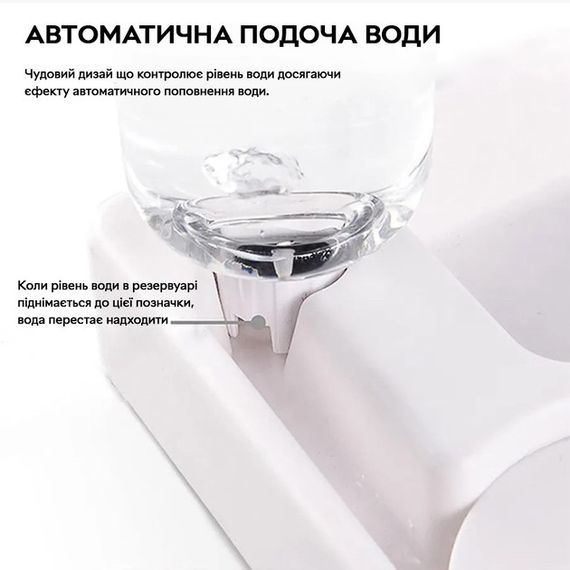 Миска для тварин котів і собак Semi з автоматичною поїлкою 500 мл кутова, 21 см*22 см*26 см, White | Зображення 3