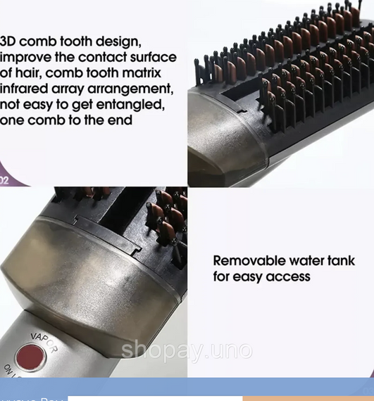 Расческа-фен Hair Steam Brush INFRARED+SPRAY HOTairCOMB 3в1 ∙ Утюжок и фен Hair Steam Brush для выпрямления волос | Зображення 3