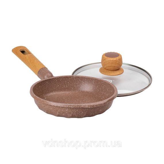 Мармурова алюмінієва сковорода з антипригарним покриттям 1 літр Ø 20 см кавова MGC HP-4-421CO | Зображення 3