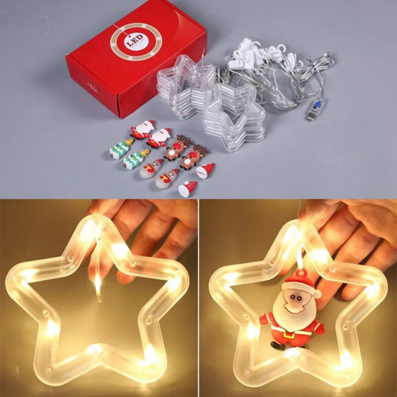 Світлодіодна гірлянда штора зірки 3D Niki Light 3м завіса зірки з фігурками всередині теплий білий | Зображення 2