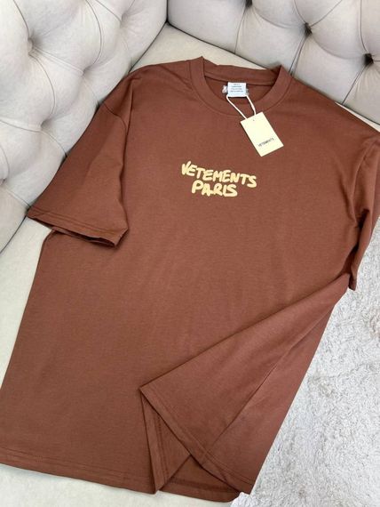 Футболка Vetements Paris Brown чоловіча коричнева бавовна оверсайз f722