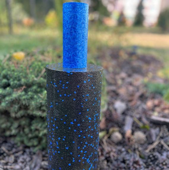 Массажный ролик (роллер) гладкий Паверплей PP-4348 2 in 1 EPP Foam Roller Черно/Синий (33x14см.) | Зображення 3