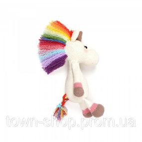 Вязаная игрушка амигуруми Единорог с радужной гривой 25см (27878)