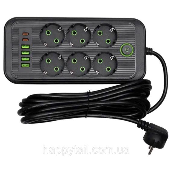 Мережевий фільтр-подовжувач 6 розеток 4 USB-A + 2USB Type-C 5м HP-5-54 | Зображення 1