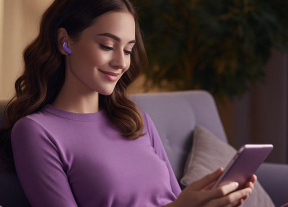 Бездротові навушники ACEFAST T9 Crystal (Air) color bluetooth earbuds Grape Purple | Зображення 3