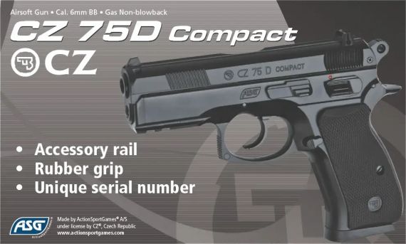 Пістолет страйкбольний ASG CZ 75D Compact Green Gas кал. 6 мм | Зображення 6