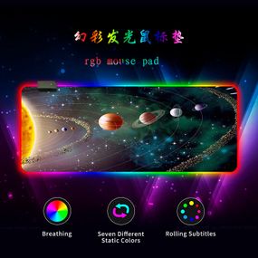 Килимок 300*800 для миші "Solar system in star dust" тканинний з боковою прошивкою, товщина 3 мм, RGB підсвічування, живлення USB 1,8 м, Color Box