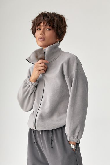 Флісова кофта на блискавці - сірий цвет, 40р (є розміри) | Зображення 3