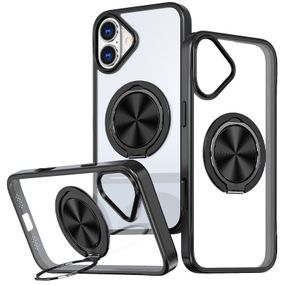 TPU+PC чохол Metal Ring with MagSafe для Apple iPhone 16 (6.1") Чорний