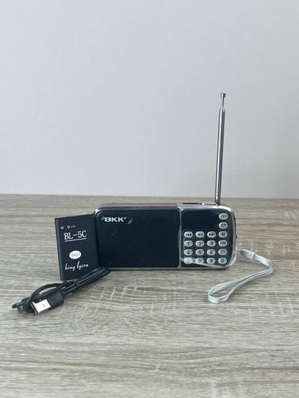 Карманный мини-радиоприемник BKK USB MP3 L088 карманный с картридером и аккумулятором с папками и SD-картой Черный | Зображення 2