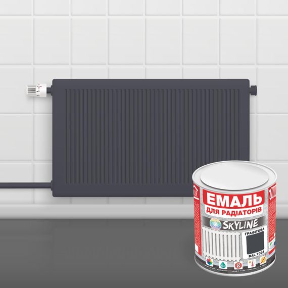Эмаль Для Радиаторов акриловая термостойкая глянцевая SkyLine 3 л Графитовая RAL 7024 | Зображення 2