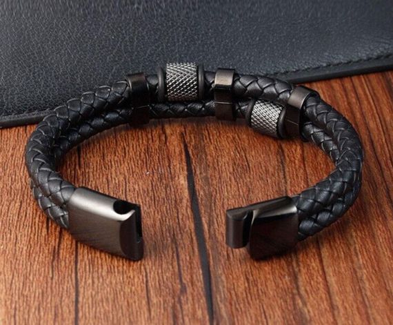 Мужской кожаный браслет Primo Dual Coral 210 с магнитной застежкой - Black | Зображення 3